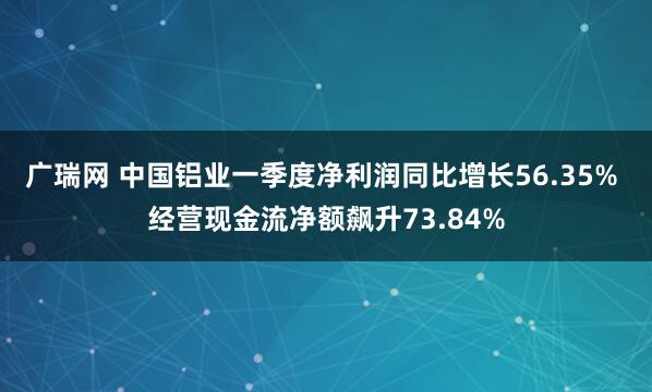 广瑞网 中国铝业一季度净利润同比增长56.35% 经营现金流净额飙升73.84%