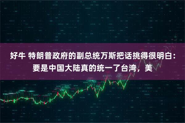 好牛 特朗普政府的副总统万斯把话挑得很明白：要是中国大陆真的统一了台湾，美